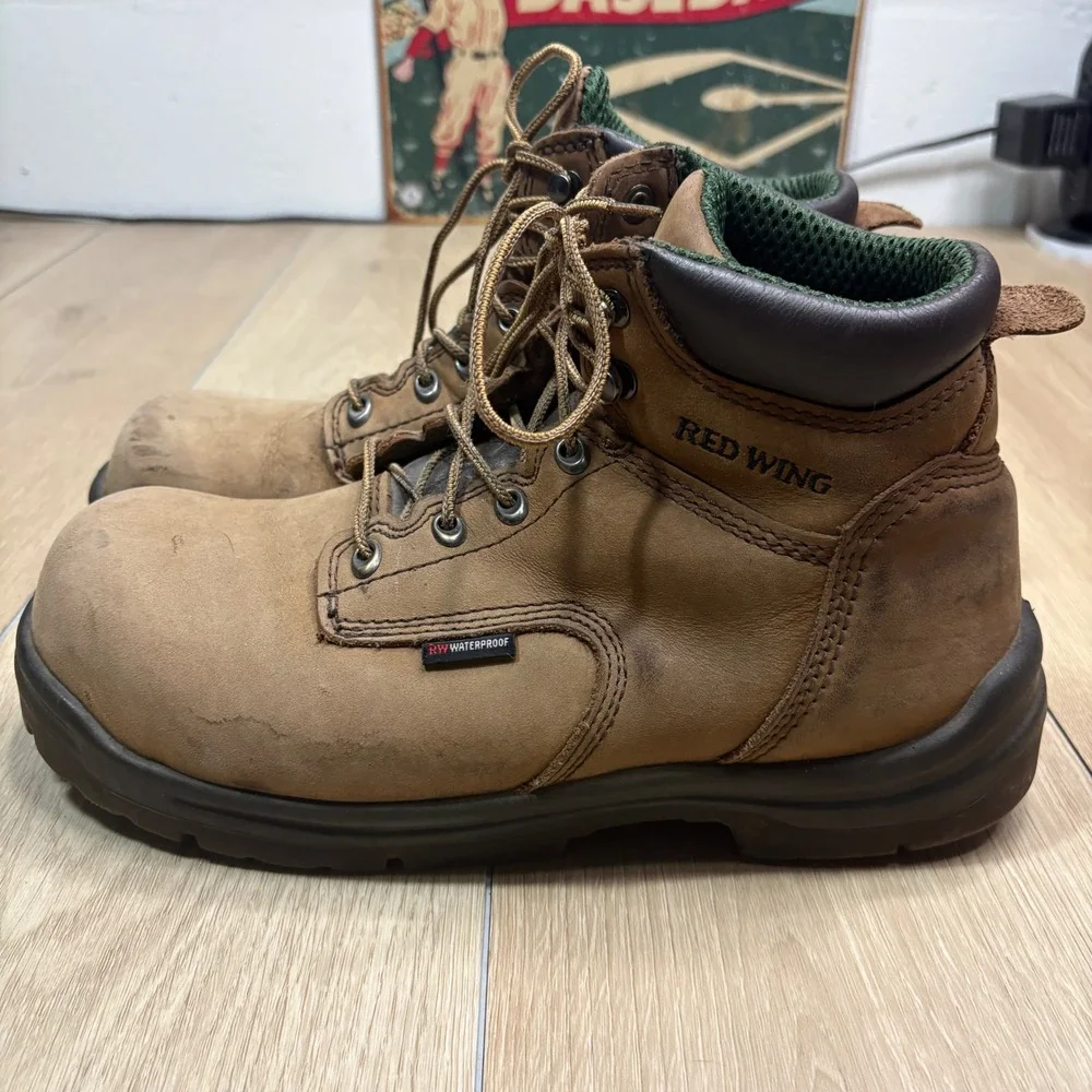 Red Wing King Toe 2240 Mens 9.5 E2 Waterproof Safety Toe Work Boots Tan Leather